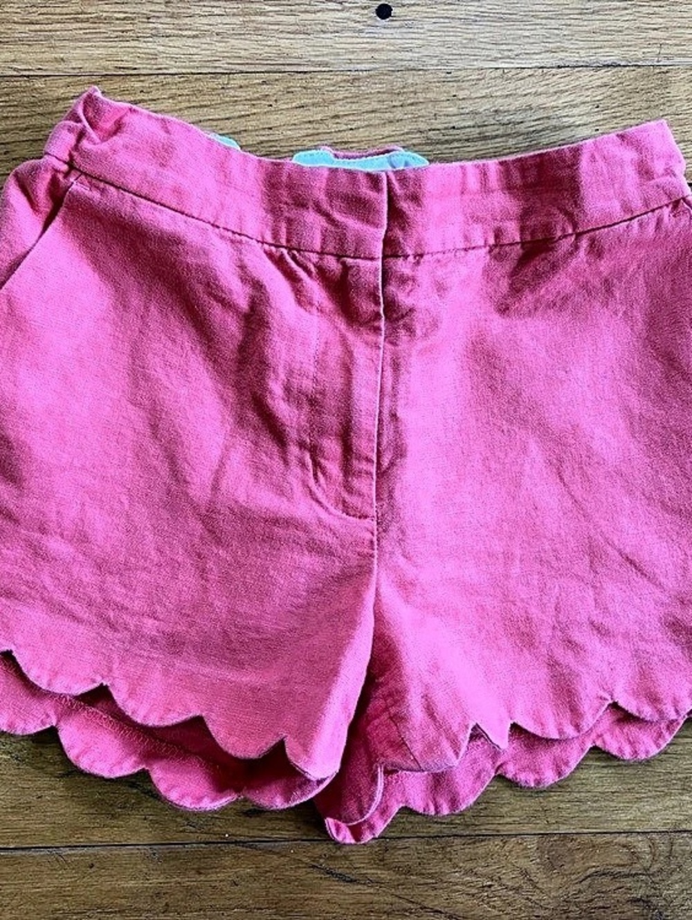 crewcuts Scalloped Linen Cotton Shorts Girls Size 14 coral color